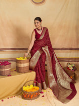 KcPc Traditional Bandhani Style Viscose Silk Saree with Elegant Zari Weaving SSM