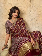 By Ajrakh saree With Traditional Wear