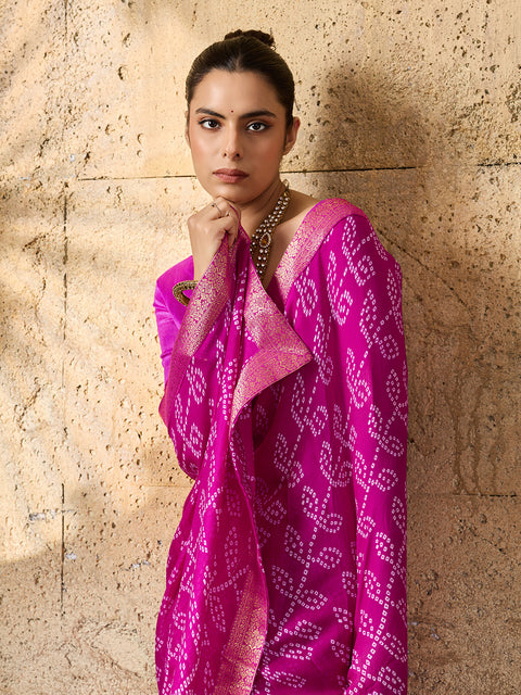 Buy Bandhani Style Saree Casual Wear kcpc 4