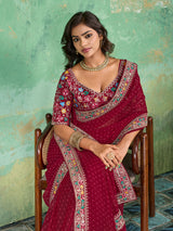 KcPc New special Georgette Bandhani With Gotapatti Work Saree BHA