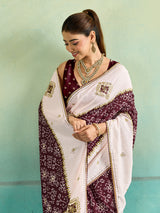 KcPc New Latest Creap Silk Ajrakh Style With Stone Work Saree STR