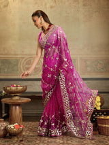 KcPc New Georgette Chiffon Bandhani Style With Gotapatti Work Saree MHS