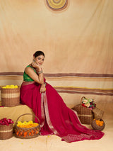 KcPc New arrival Pure Ojariya Chinon Beautiful Zari border Pallu saree MAHA