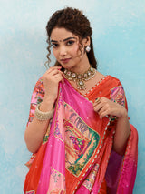 Buy Premium Saree in Kalamkari Style with Gota Detailing KcPc