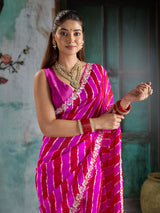 KcPc Designer Georgette Leheriya Saree with Peturn Work SWA