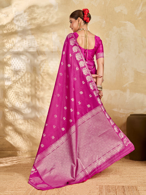 Buy New Banarasi Style Saree with Zari Border Work KcPc image 6
