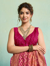 KcPc New Launch Pure Khaddi Georgette Upada Neemzari Bandhej SareePeach Pink