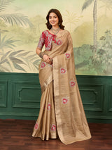 KcPc New Tissue Banarasi Style With Embroidery Work Saree SWA