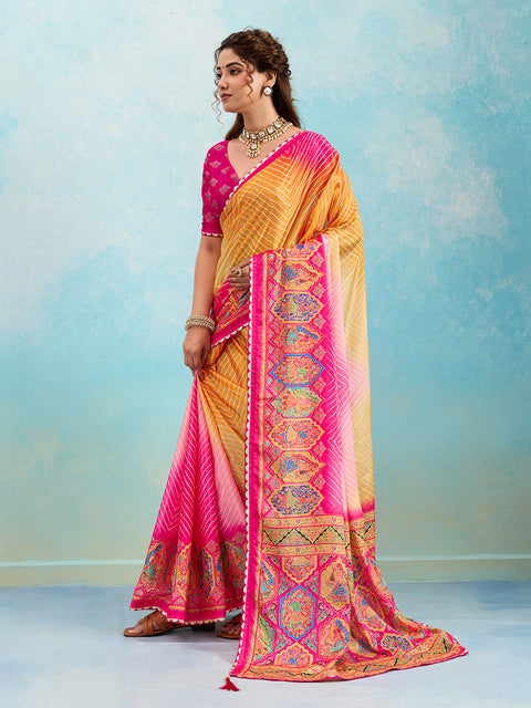 KcPc New Crepe Silk Kalamkari Style Saree for Casual Wear GAN