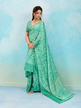 Batik Sanganeri Print Banarasi Border Saree under 1000 