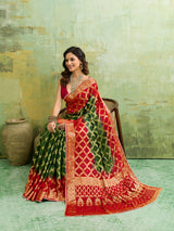 KcPc Latest Gharchola Banarasi Silk With Heavy Zari Work Saree KML Red Green