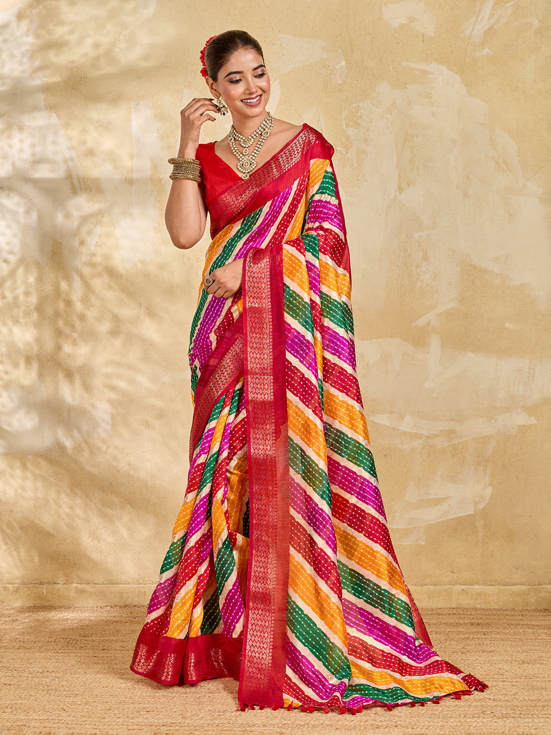 Leheriya Style saree for casual wears 