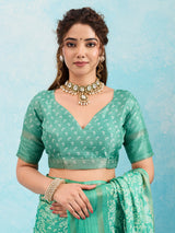 Batik Sanganeri Print Banarasi Border Saree under 1000 