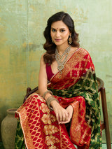 KcPc Latest Gharchola Banarasi Silk With Heavy Zari Work Saree KML Red Green