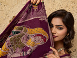  Silk Dimond Work Saree in wine colour for festival 