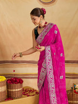 KcPc Georgette Bandhani Saree with Gotapatti Work AFN