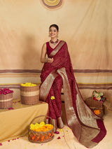 KcPc Traditional Bandhani Style Viscose Silk Saree with Elegant Zari Weaving SSM