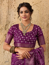KcPc New Launched Cotton silk Ajrakh style With Ajrakh HandPrint Work Saree STL