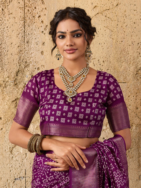 KcPc New Launched Cotton silk Ajrakh style With Ajrakh HandPrint Work Saree STL