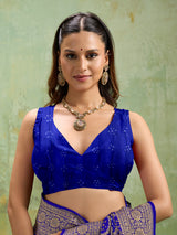 KcPc New Launch Pure Khaddi Georgette Upada Neemzari Bandhej SareeRoyal Blue