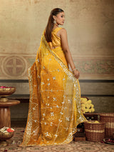 KcPc New Beautiful Georgette Chiffon Bandhani Style With Gotapatti Work Saree MHS