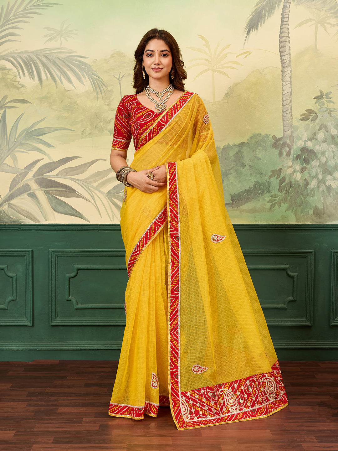 bandhani saree for casual wear 