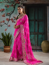 KcPc Festive Special Leheriya Sarees with Embroidery WorkSANJU