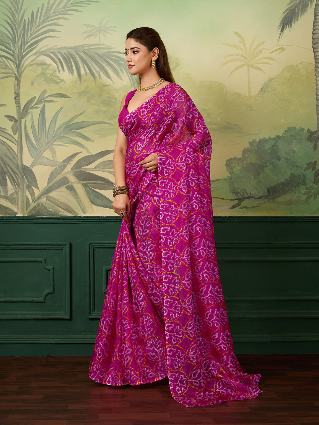 KcPc Lightweight Kota Doria Bandhani Casual Wear Saree SWA