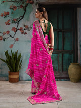 KcPc Festive Special Leheriya Sarees with Embroidery WorkSANJU
