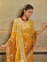 KcPc New Beautiful Georgette Chiffon Bandhani Style With Gotapatti Work Saree MHS