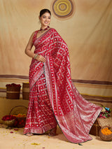 KcPc New Dola Silk Bandhani Style With Zari Weaving Work Saree GAN