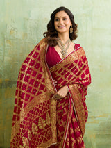 trending mirror work saree in bandhani pattern 