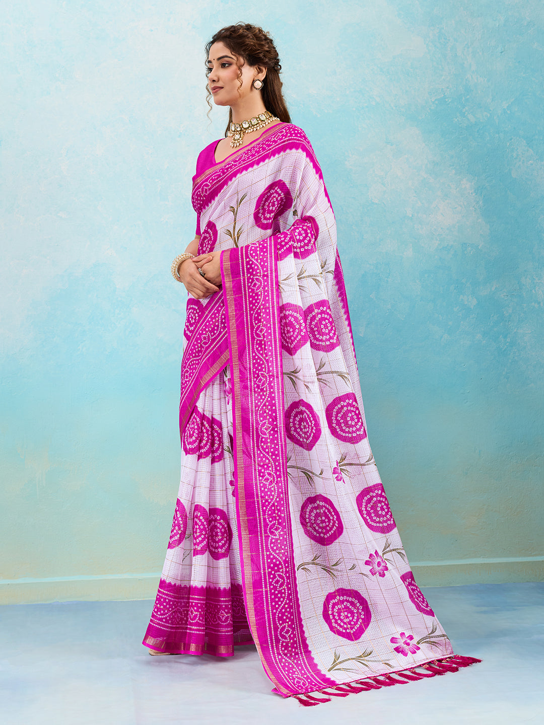 Buy Banbhani Saree With Kota Doria 