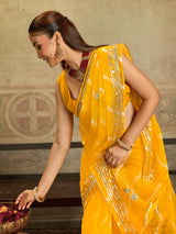 KcPc Latest New Organza Leheriya Style With Gotapatti Work Saree MHS