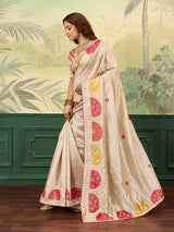 KcPc New Elegant Jute Silk Bandhani Casual Saree GAN