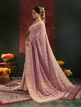 Pure Khaddi Georgette Royal Meenakari Traditional Saree with Blouse Piece 5