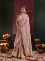 Pure Khaddi Georgette Royal Meenakari Traditional Saree with Blouse Piece 3