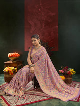 Pure Khaddi Georgette Royal Meenakari Traditional Saree with Blouse Piece 6