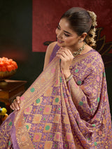 Pure Khaddi Georgette Royal Meenakari Traditional Saree with Blouse Piece 2