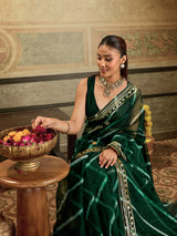 KcPc New Beautiful Organza Leheriya Style With Gotapatti Work Saree MHS