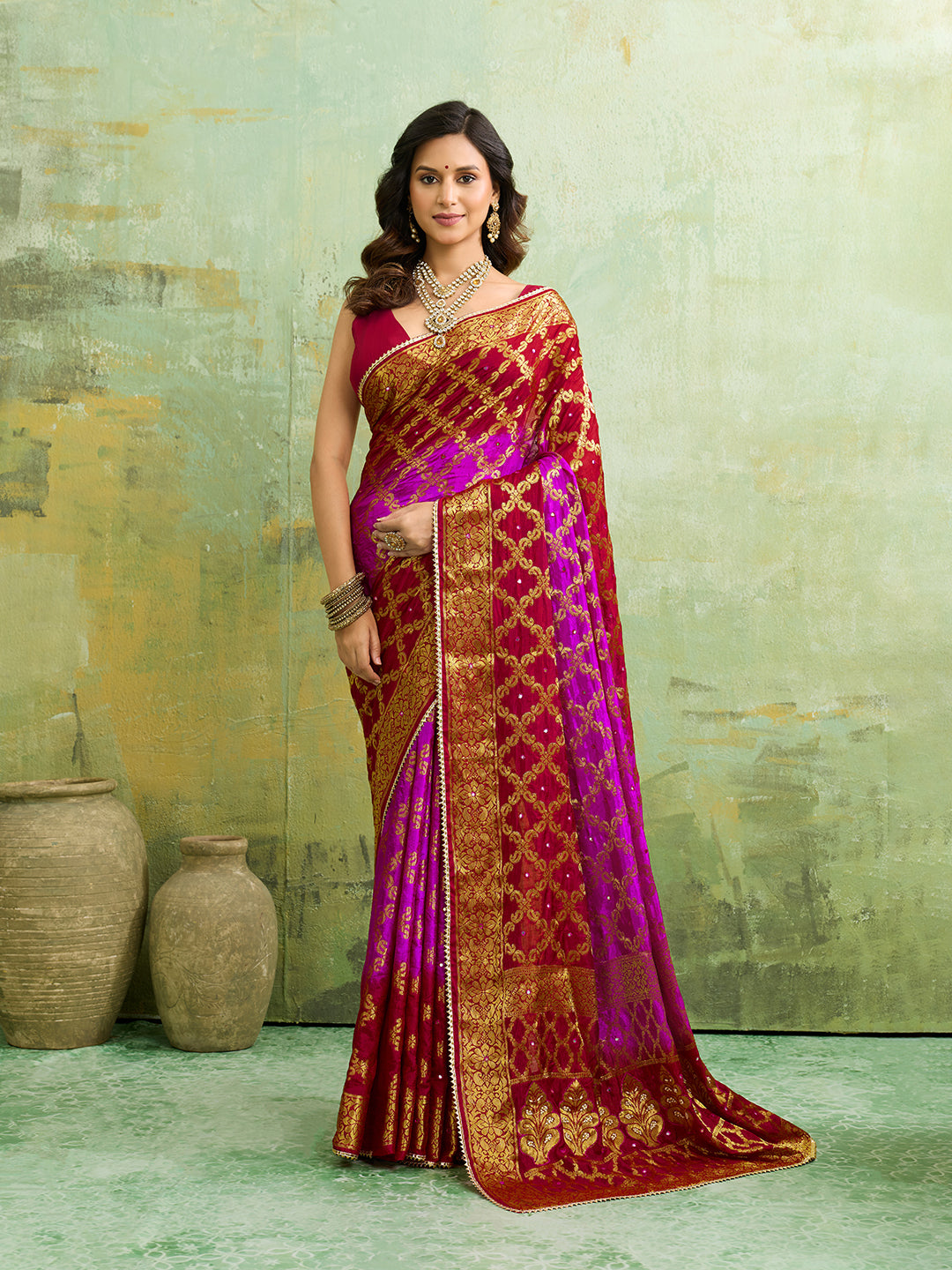 KcPc Gharchola Banarasi Silk Fabric With Heavy Zari Work Saree KML Rani Red