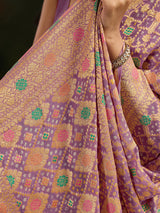 Pure Khaddi Georgette Royal Meenakari Traditional Saree with Blouse Piece 8