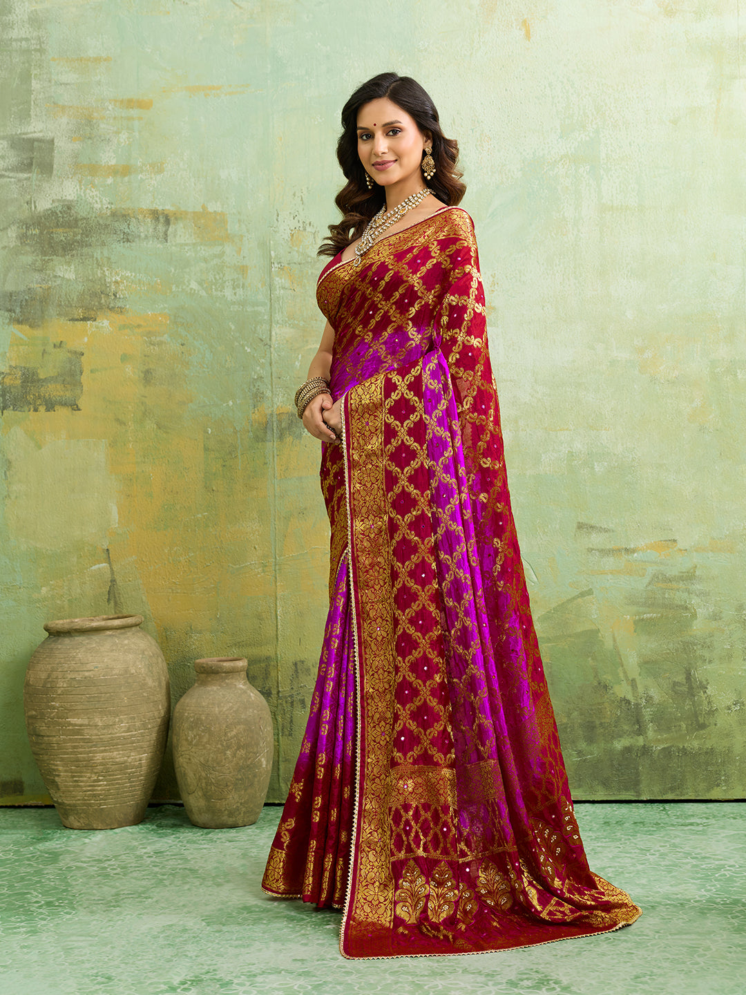KcPc Gharchola Banarasi Silk Fabric With Heavy Zari Work Saree KML Rani Red