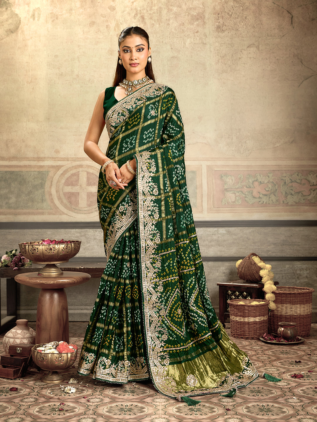KcPc Gaji Silk Designer Saree with Hand Gotapatti Work AMT