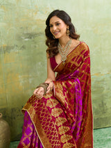 KcPc Gharchola Banarasi Silk Fabric With Heavy Zari Work Saree KML Rani Red