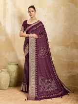 KcPc Beautiful Viscos Silk Bandhani PrintAari tari work Saree Green GAN