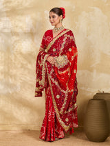 KcPc Latest Pure Georgette Rajasthani Chunri Dupattas Red Orange(pila)