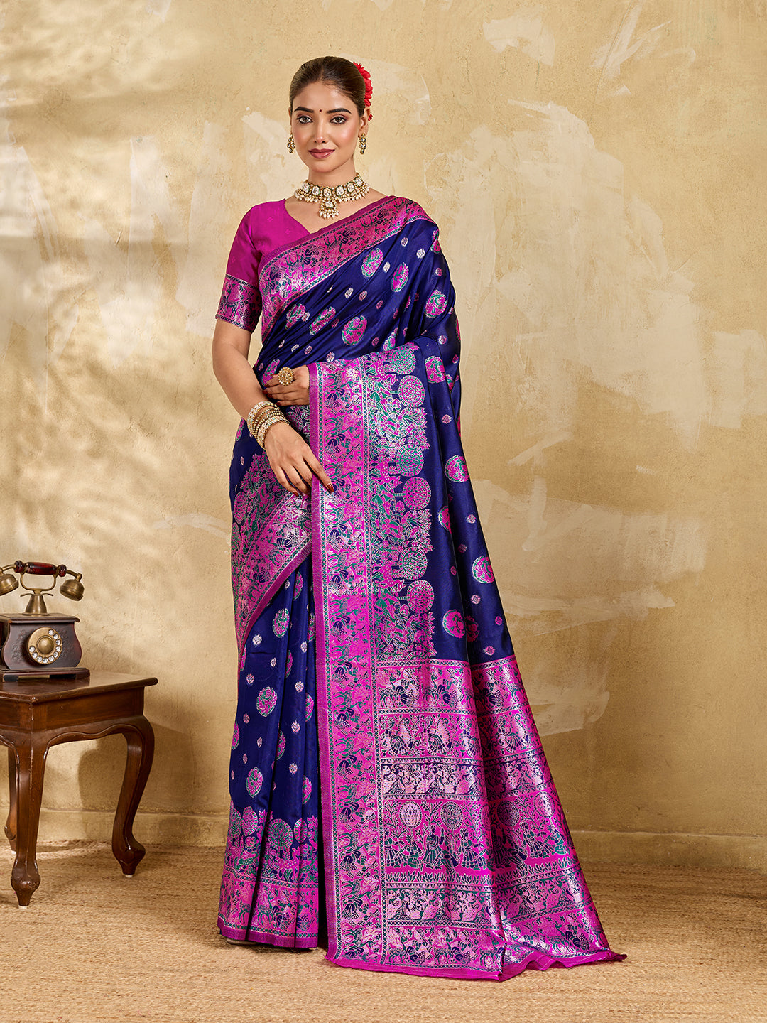 Buy New Elegant Saree Banarasi Style with Rich Zari Border Kcpc 1