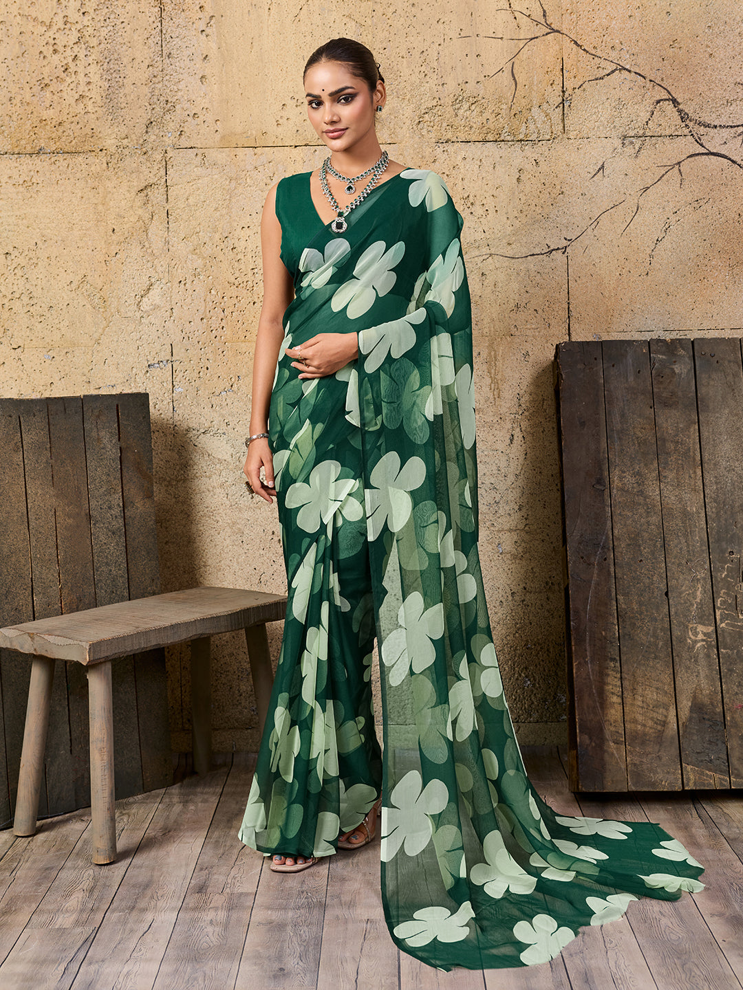 KcPc Latest New Pure Georgette Flower Printed Style Saree SUN