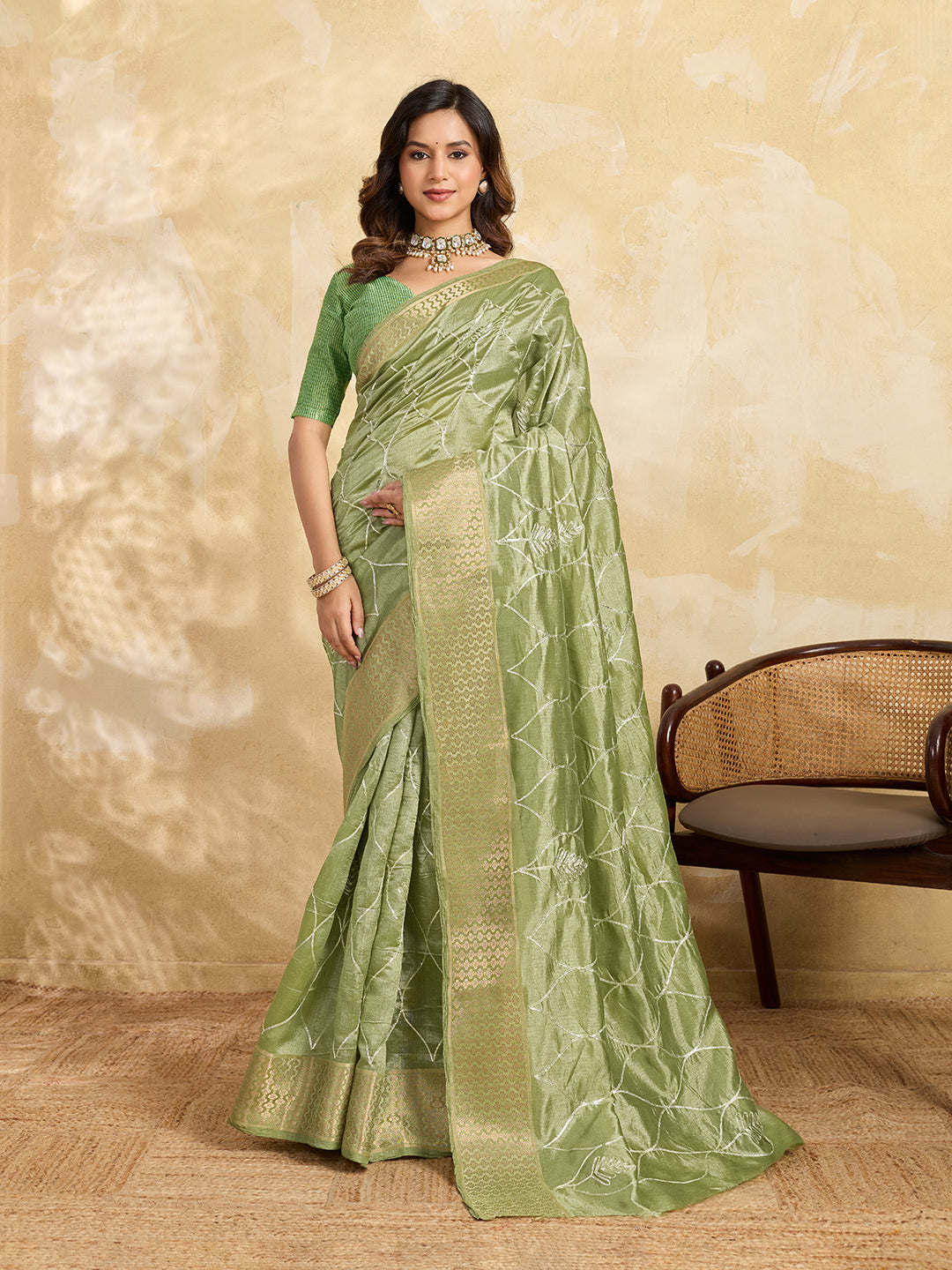 KcPc New Cotton Silk Gotapatti Work SareePista SWA